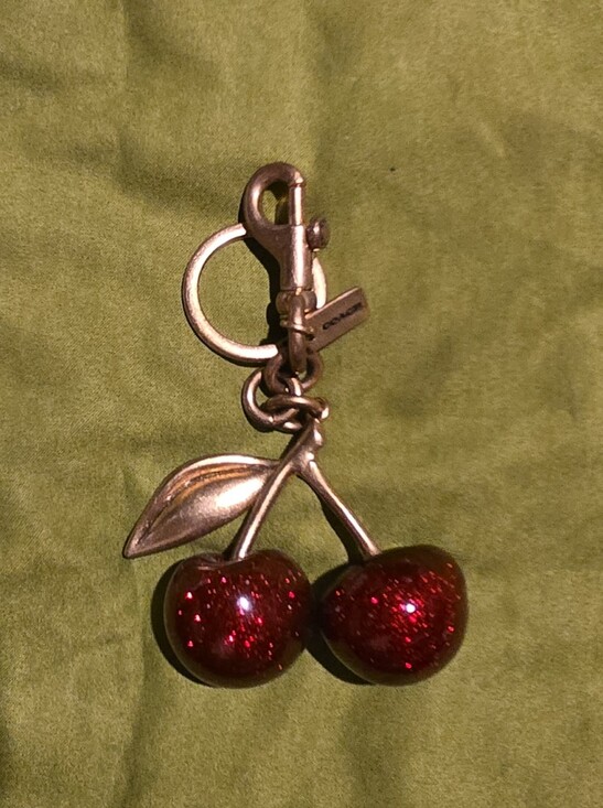 Coach Accessories - Coach Red Glitter Cherry Key Charm with Silver-Tone Stem
